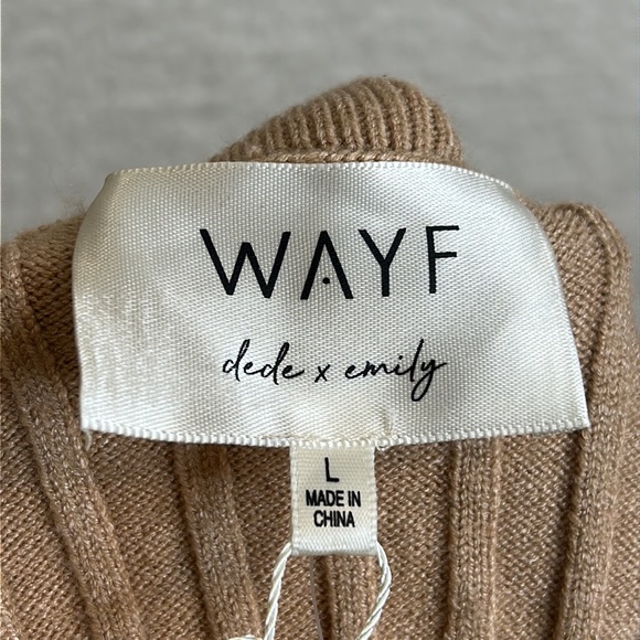 NWT WAYF x Dede & Emily Womens Tan Ribbed Knit Hollie Sweater Dress L LARGE - Picture 6 of 10